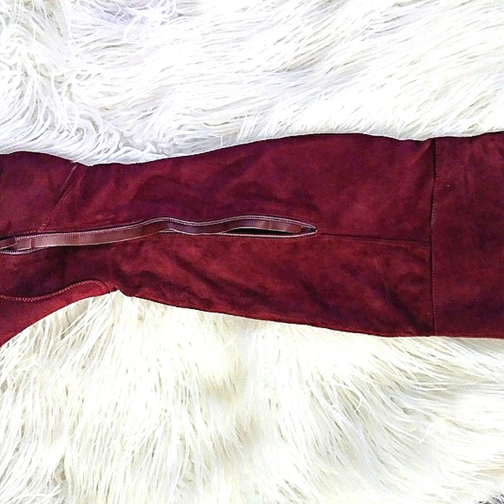 Refresh - Tall  Suede Wine Colored Knee High  Boots - Picture 5 of 7